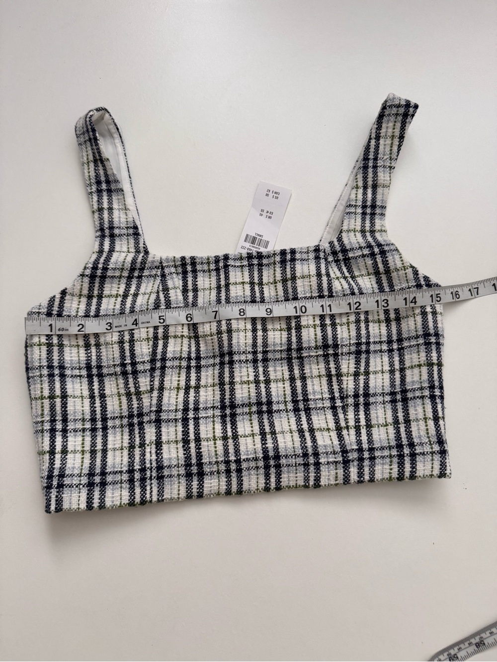 NWT Abercrombie & Fitch Tweed Crop Top Plaid Check Small S